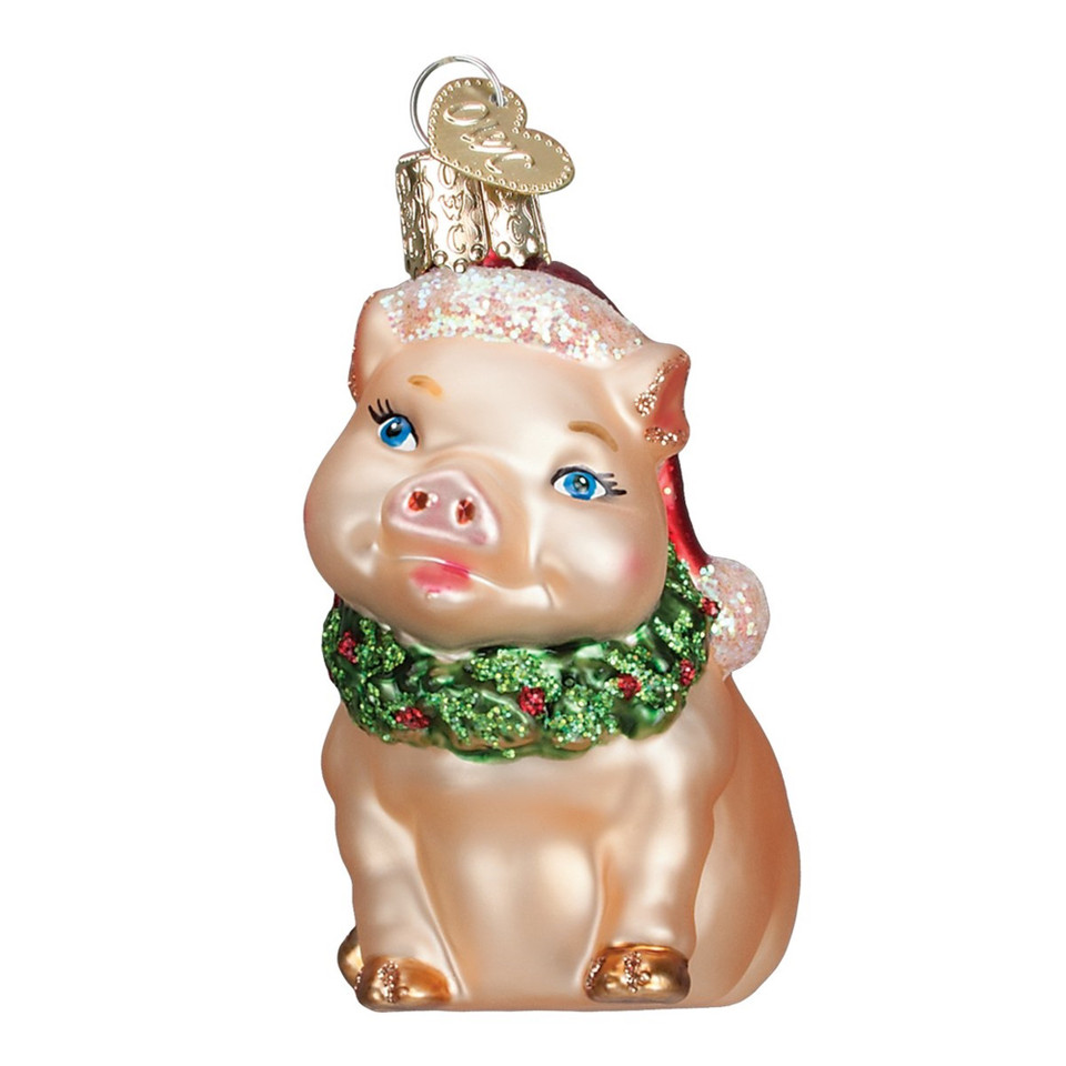 Old World Christmas - Holly Pig Ornament - Multicolored