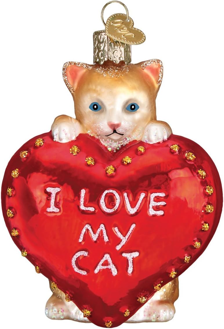 Old World Christmas - I Love My Cat Ornament - Multicolored