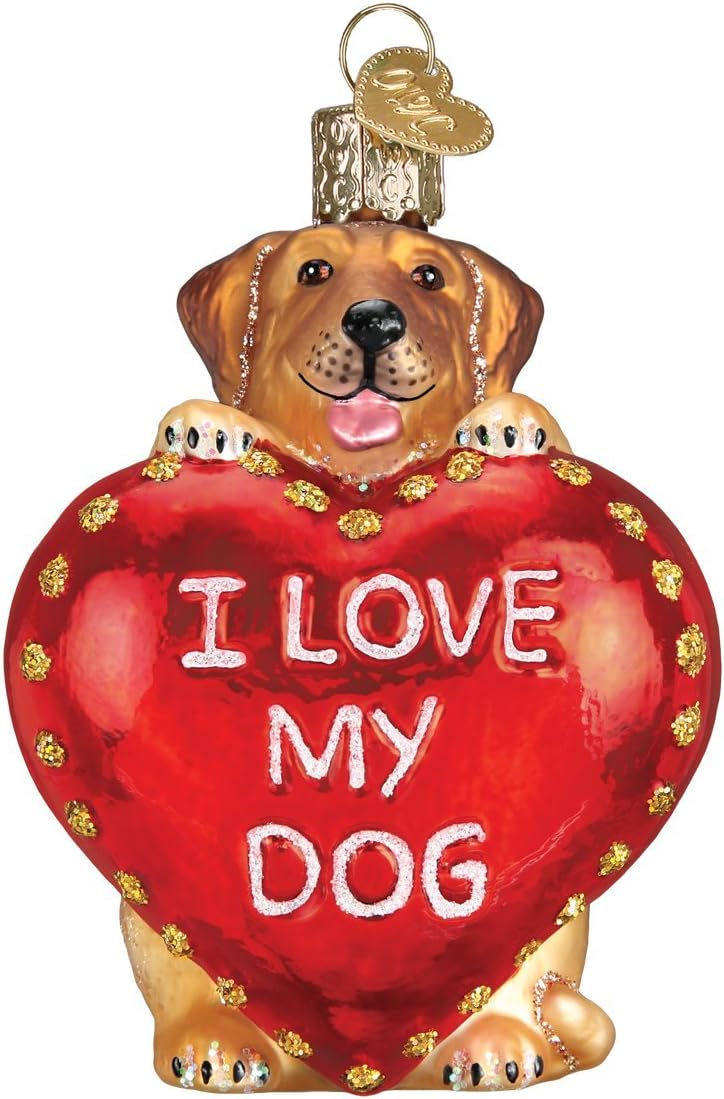 Old World Christmas - I Love My Dog Ornament - Multicolored