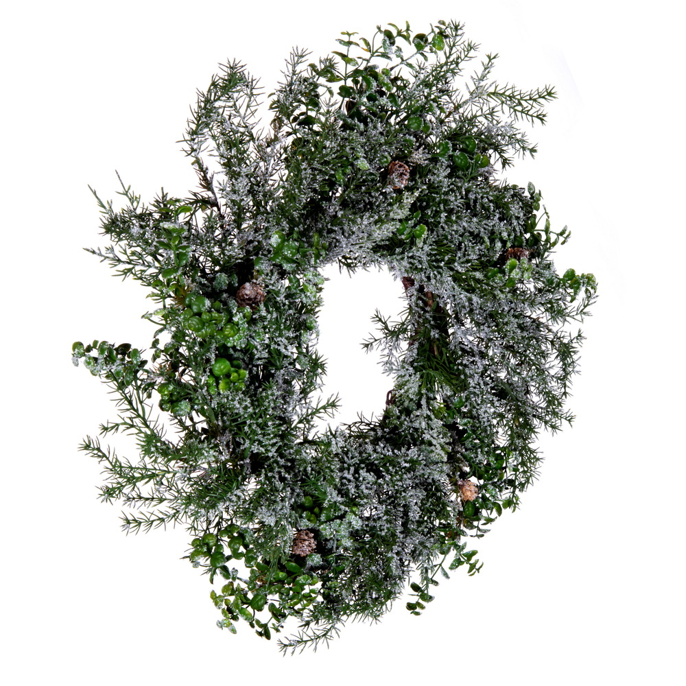 Vickerman - Artificial Green Snow Cedar and Eucalyptus Christmas Wreath, Unlit - Image 2
