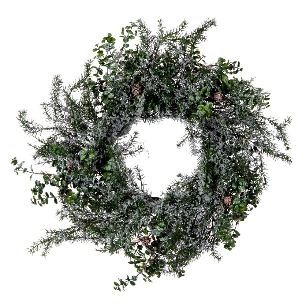 Vickerman - Artificial Green Snow Cedar and Eucalyptus Christmas Wreath, Unlit