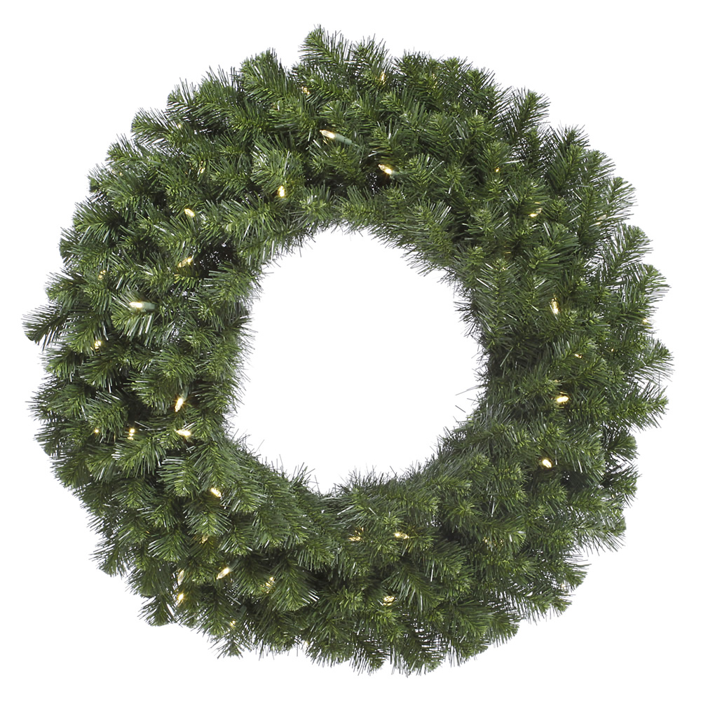 Vickerman - Douglas Fir Artificial Christmas Wreath, Clear Dura-lit Incandescent Mini Lights