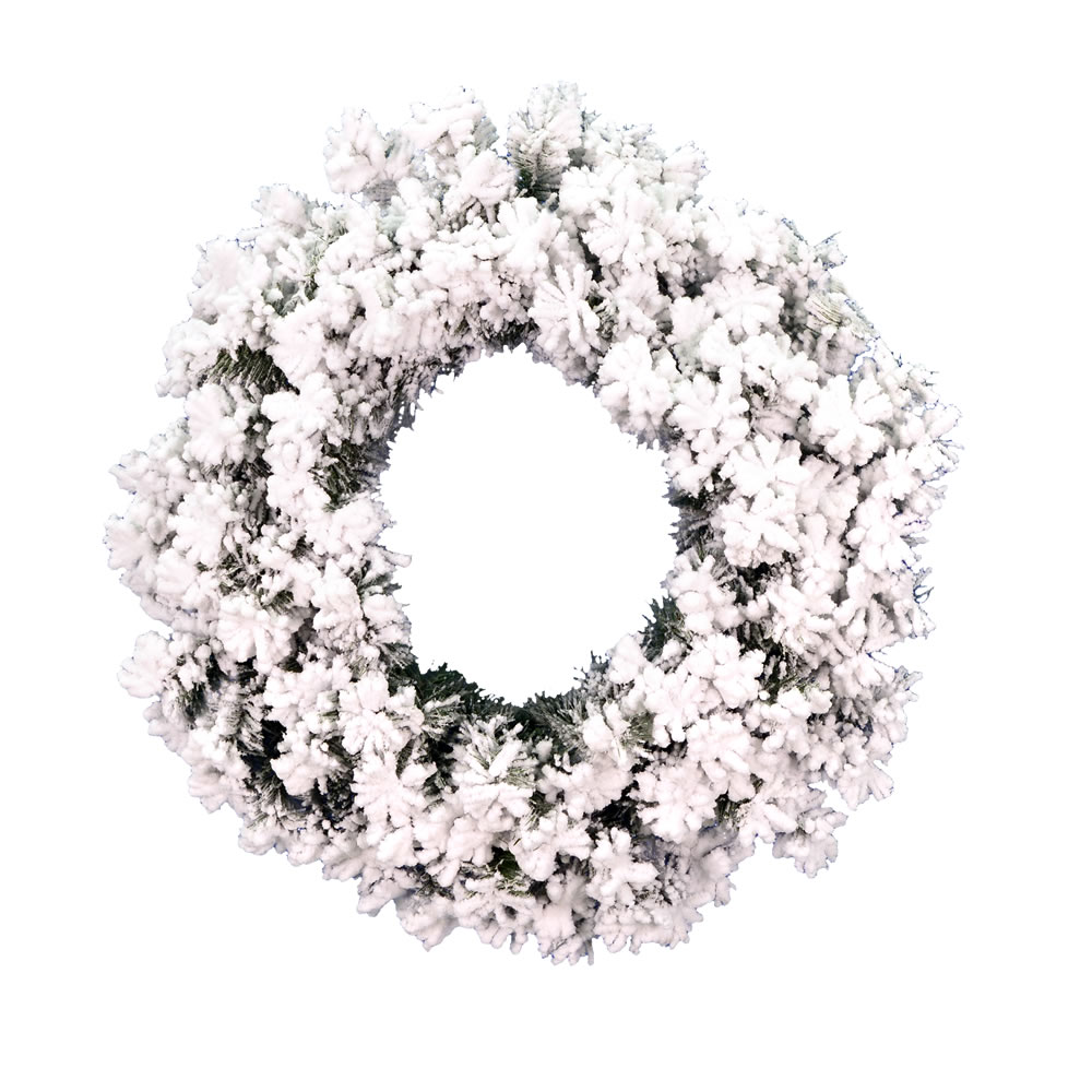 Vickerman - Flocked Alaskan Pine Artificial Christmas Wreath, Unlit