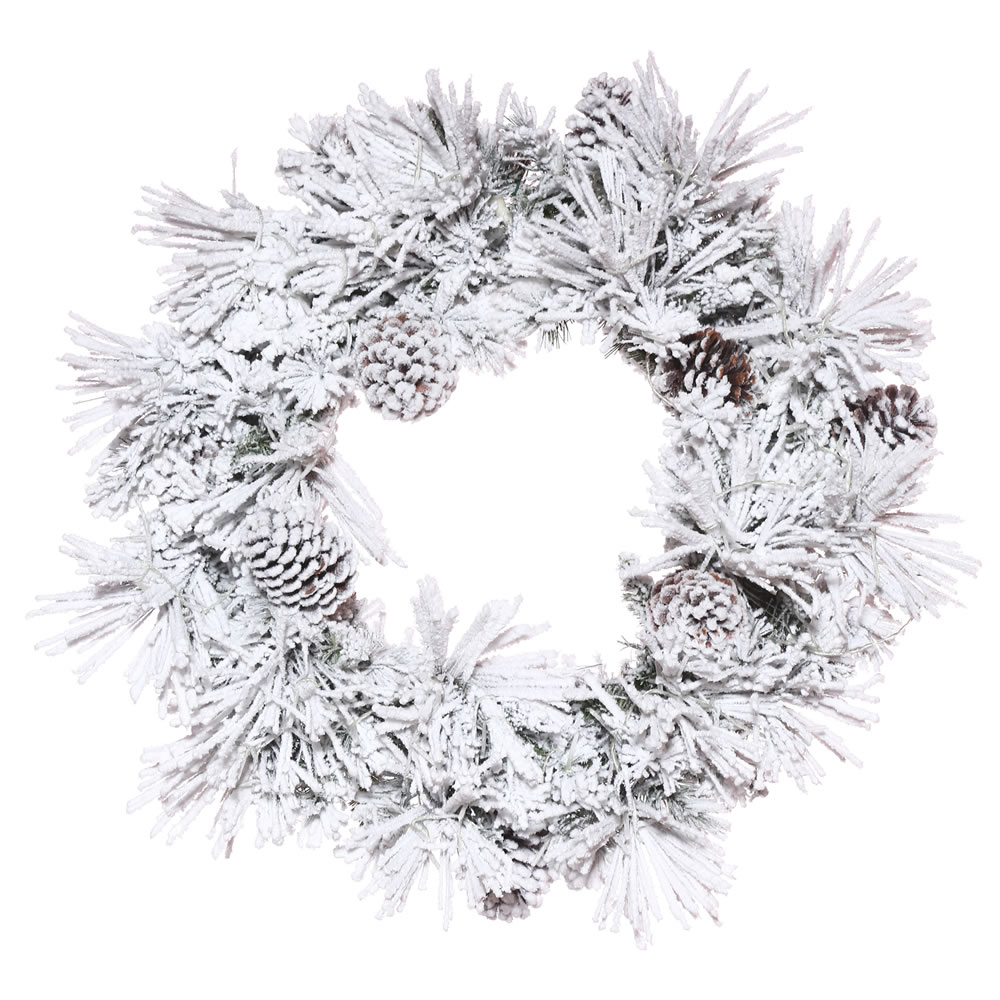 Vickerman - Flocked Atka Artificial Christmas Wreath, Unlit