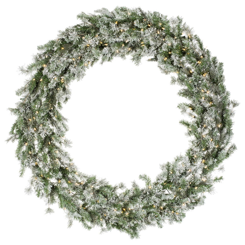 Vickerman - Flocked Kiana Artificial Christmas Wreath, Warm White Dura-Lit® LED Mini Lights - Green, 60 Inches - Image 2