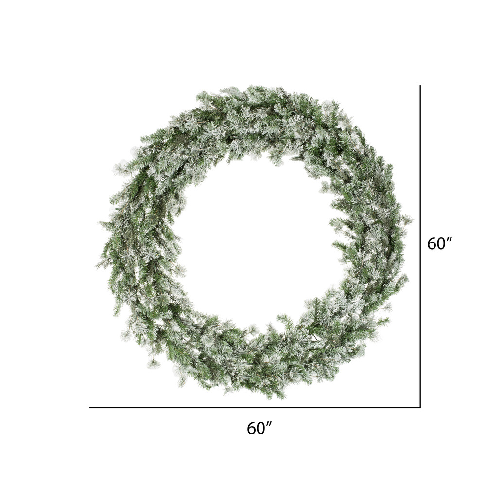 Vickerman - Flocked Kiana Artificial Christmas Wreath, Warm White Dura-Lit® LED Mini Lights - Green, 60 Inches - Image 6
