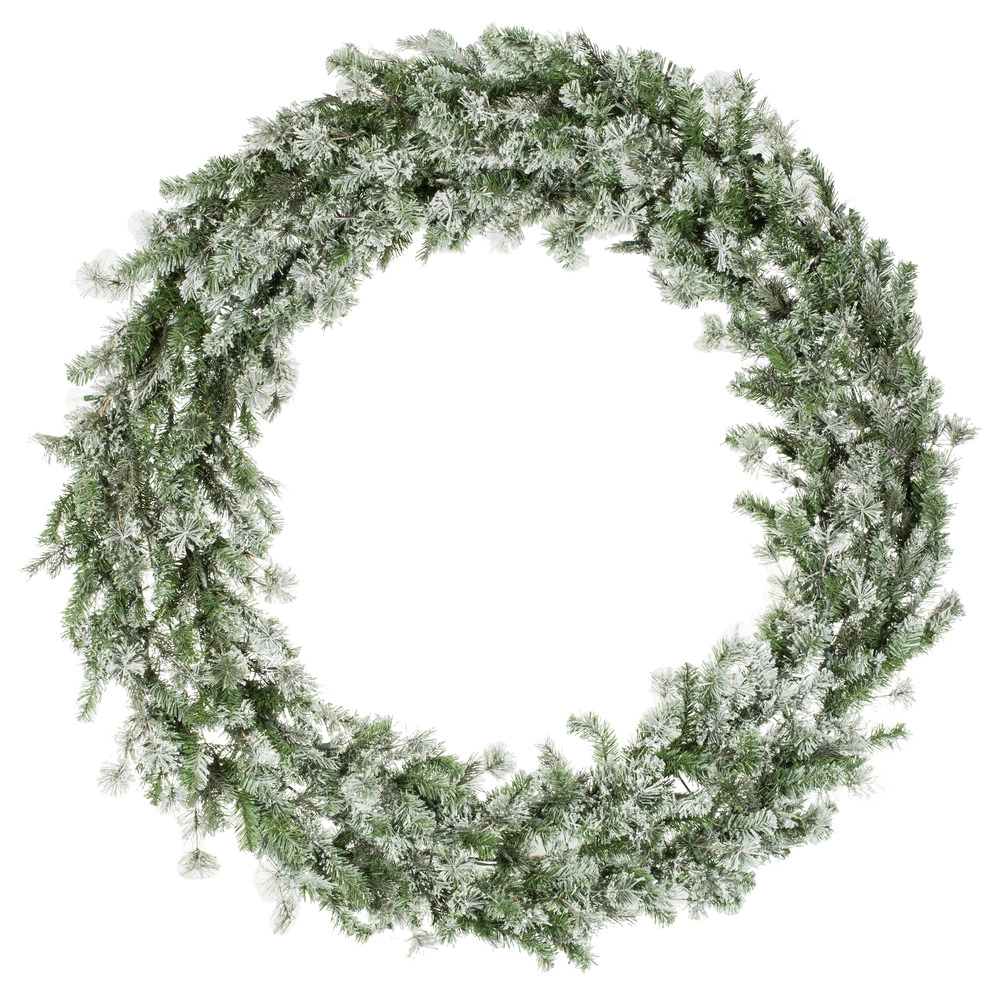 Vickerman - Flocked Kiana Artificial Christmas Wreath, Warm White Dura-Lit® LED Mini Lights - Green, 60 Inches