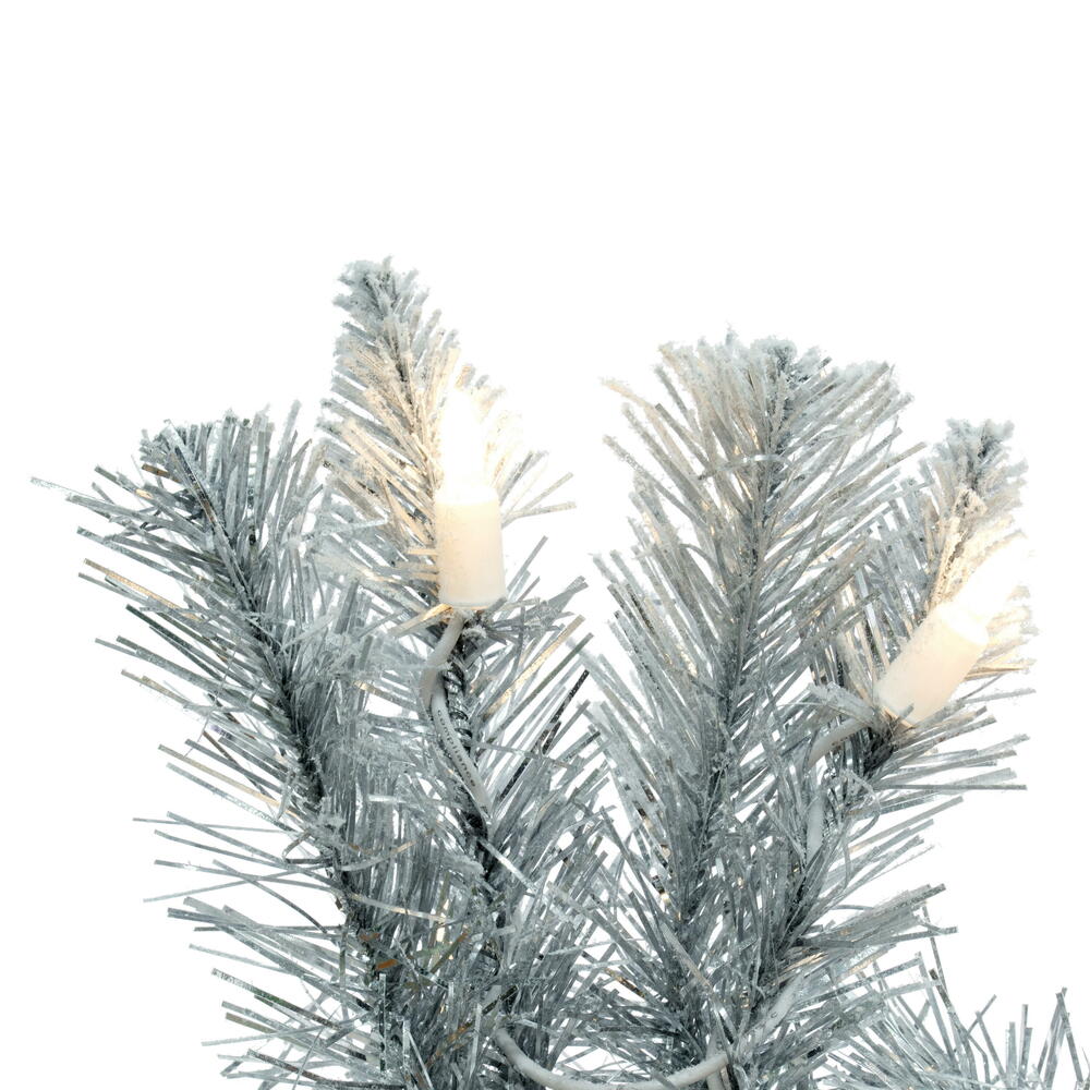 Vickerman - Frosted Silver Artificial Christmas Wreath, Warm White Dura-lit LED Lights - Image 4