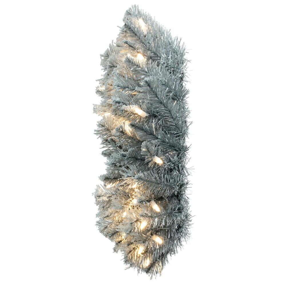 Vickerman - Frosted Silver Artificial Christmas Wreath, Warm White Dura-lit LED Lights - Image 7