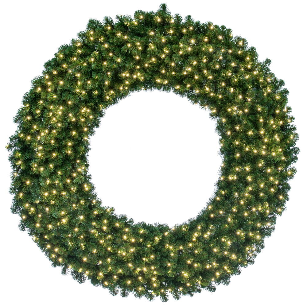 Vickerman - Grand Teton Artificial Christmas Wreath, Warm White Single Mold Wide Angle LED Lights