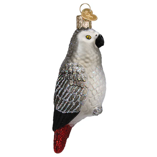 Whimsical Ornaments - African Grey Parrot Ornament With Beautiful Vibrant Colors, Makes a perfect gift for kids- Grey