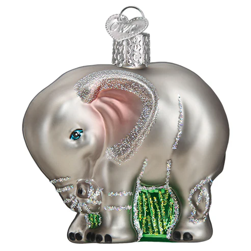 Whimsical Ornaments - Baby Elephant Ornament With Beautiful Vibrant Colors, Makes a perfect gift - Grey