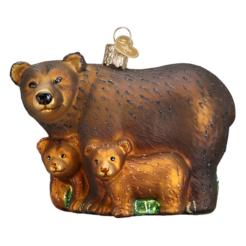 Whimsical Ornaments - Bear With Cubs Ornament With Beautiful Vibrant Colors, Makes a perfect gift - Brown