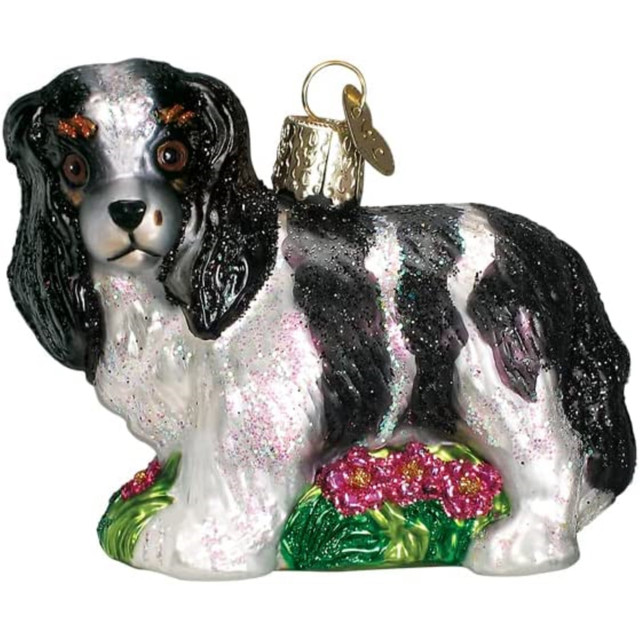 Whimsical Ornaments - Black/white King Charles Spani Ornament With Beautiful Vibrant Colors, Makes a perfect gift - Multicolored