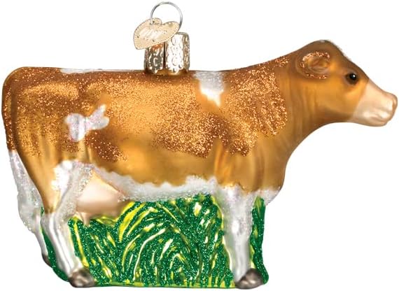 Whimsical Ornaments - Brown Dairy Cow Ornament With Beautiful Vibrant Colors, Makes a perfect gift - Multicolored