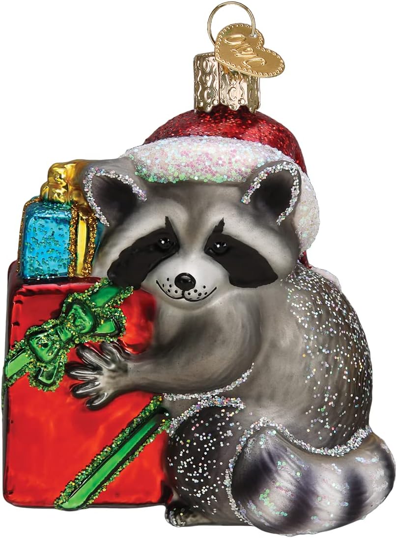 Whimsical Ornaments - Christmas Bandit Raccoon Ornament With Beautiful Vibrant Colors, Makes a perfect gift - Multicolored