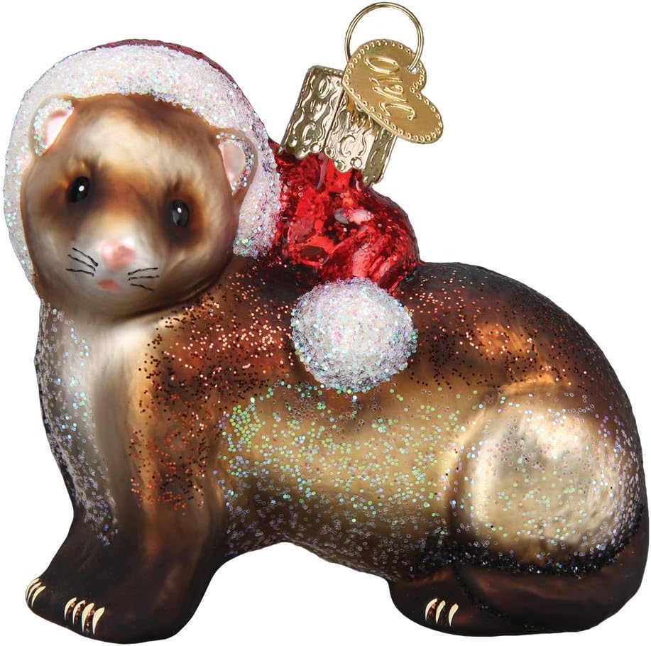 Whimsical Ornaments - Christmas Ferret Ornament With Beautiful Vibrant Colors, Makes a perfect gift - Multicolored