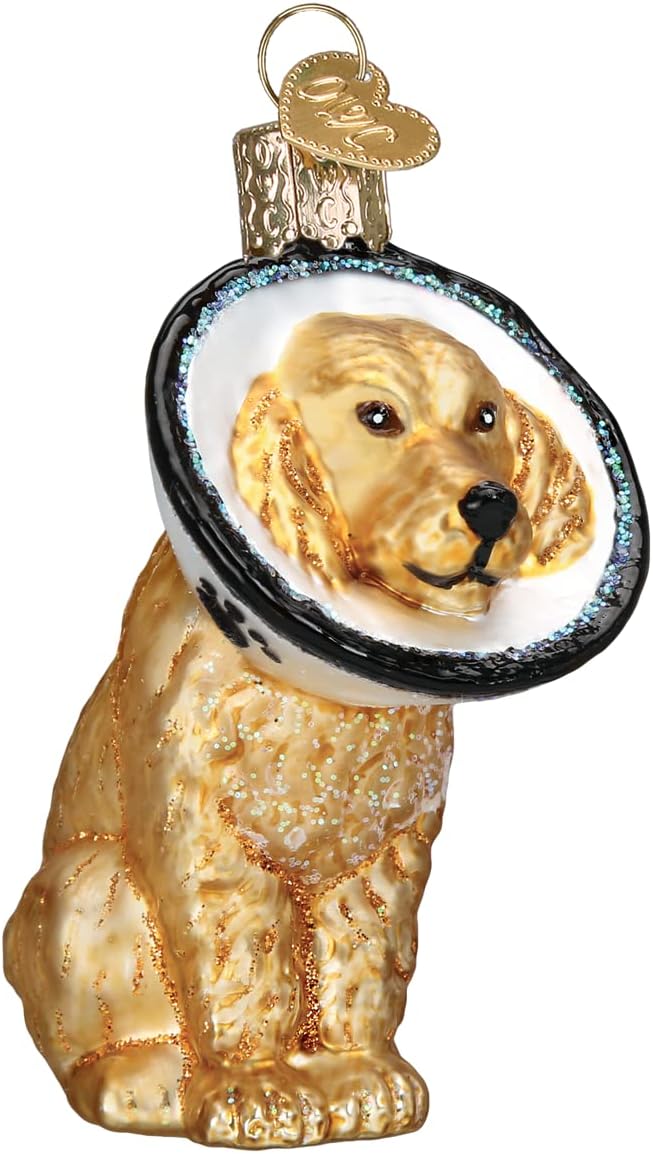 Whimsical Ornaments - Cone Of Shame Dog Ornament With Beautiful Vibrant Colors, Makes a perfect gift - Multicolored
