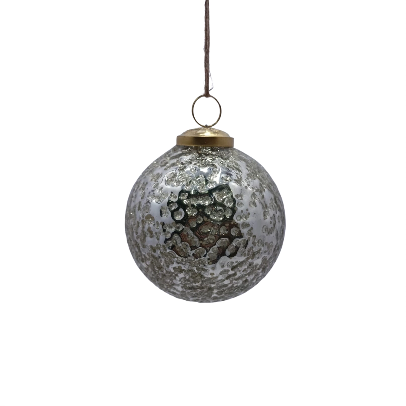 Glass Textured Crinkle Ball Christmas Ornament - Silver