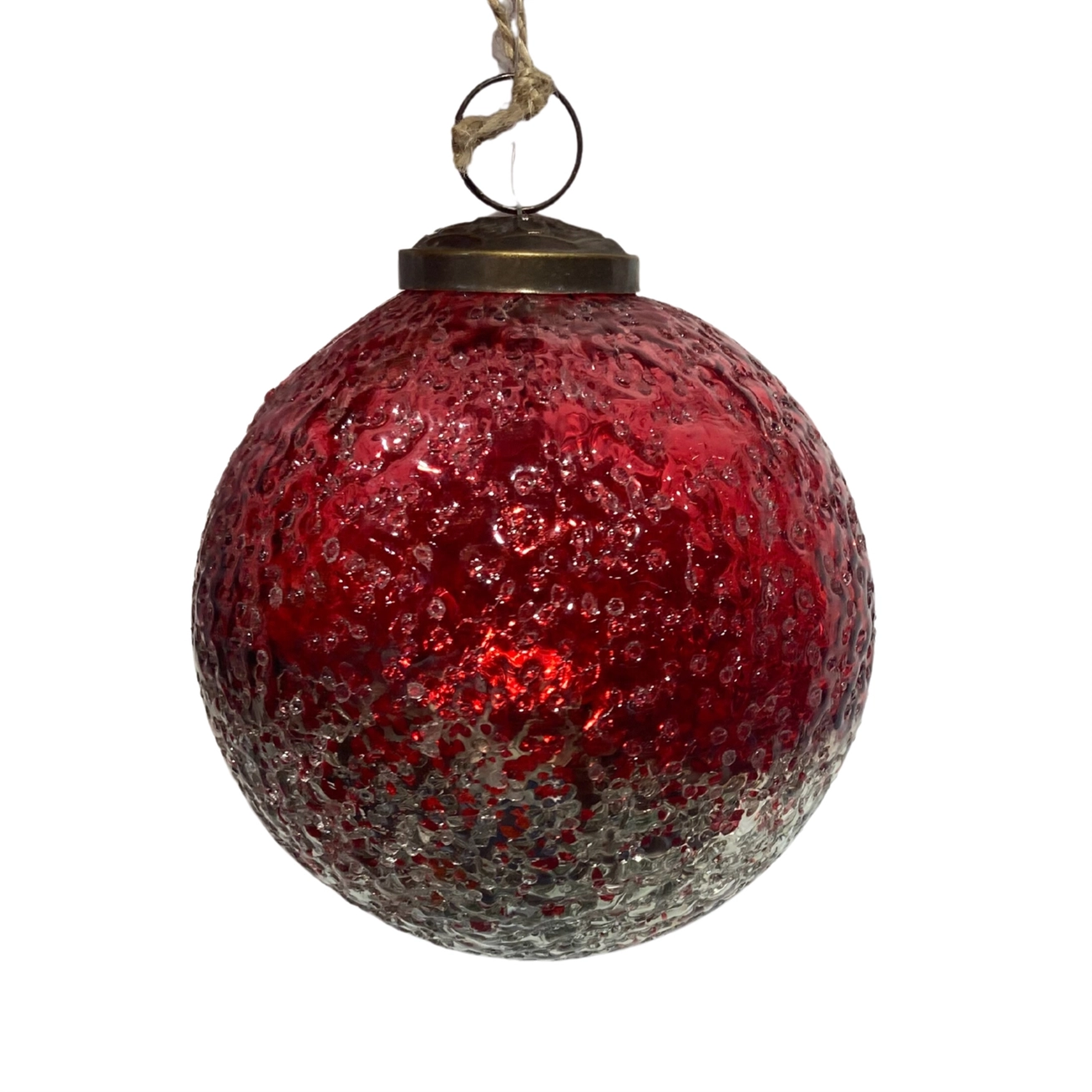 Half Frosted Glass Ball, Red - 4''