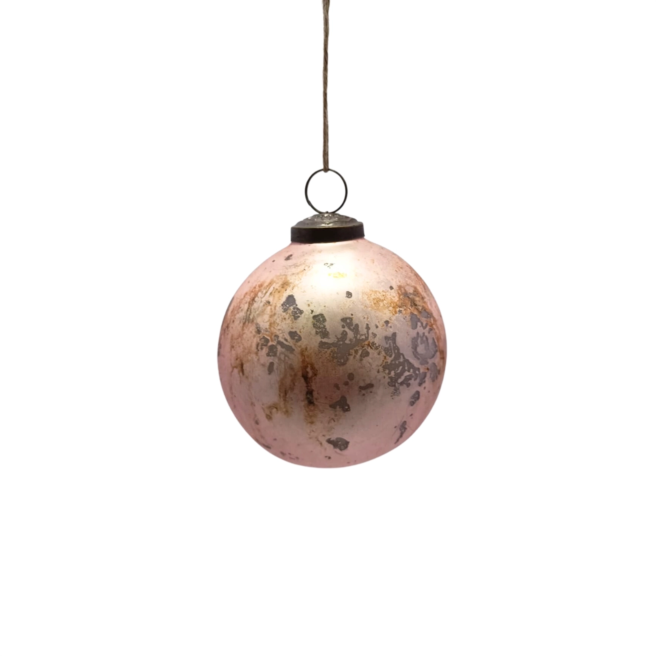 Matte Marbled Glass Christmas Ball, Mauve - 4''