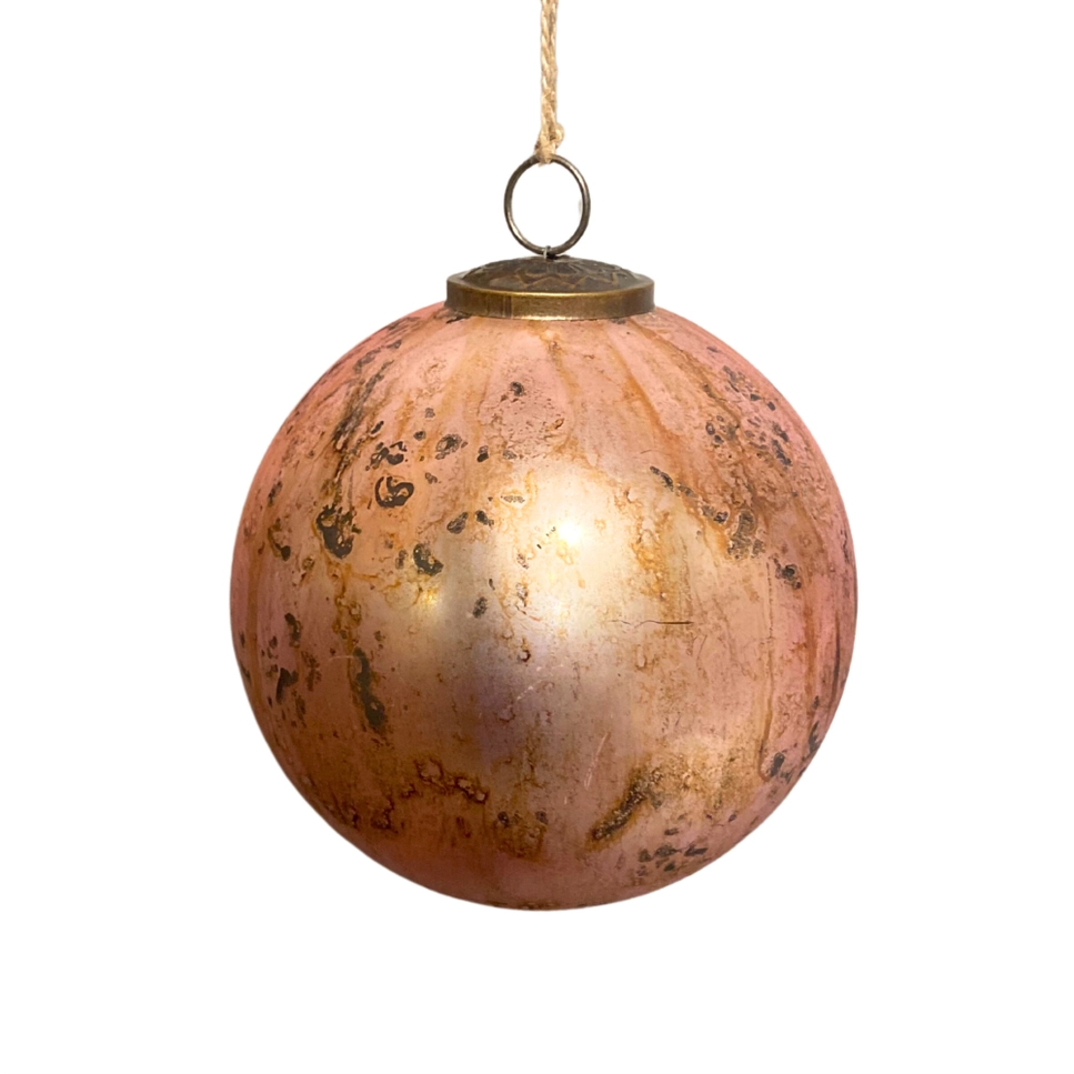Matter Marbled Glass Ball Christmas Orn. 6''-Mauve