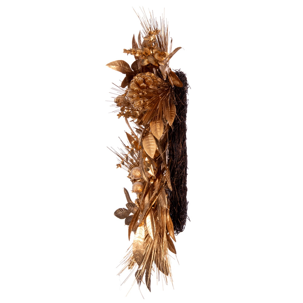 Vickerman - Artificial Gold Pinecone Needle Berry Christmas Wreath, Unlit - Gold, 24 Inches - Image 3