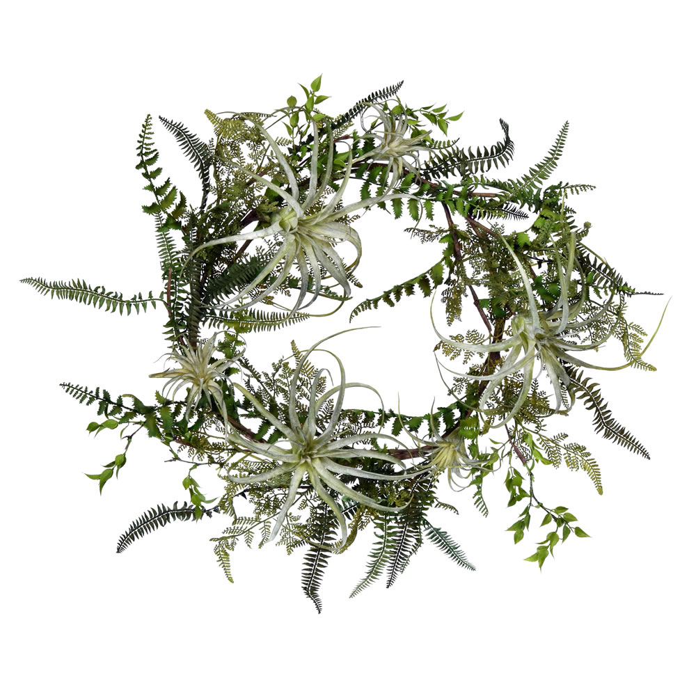 Vickerman - Artificial Green Fern Wreath - Green, 24 Inches