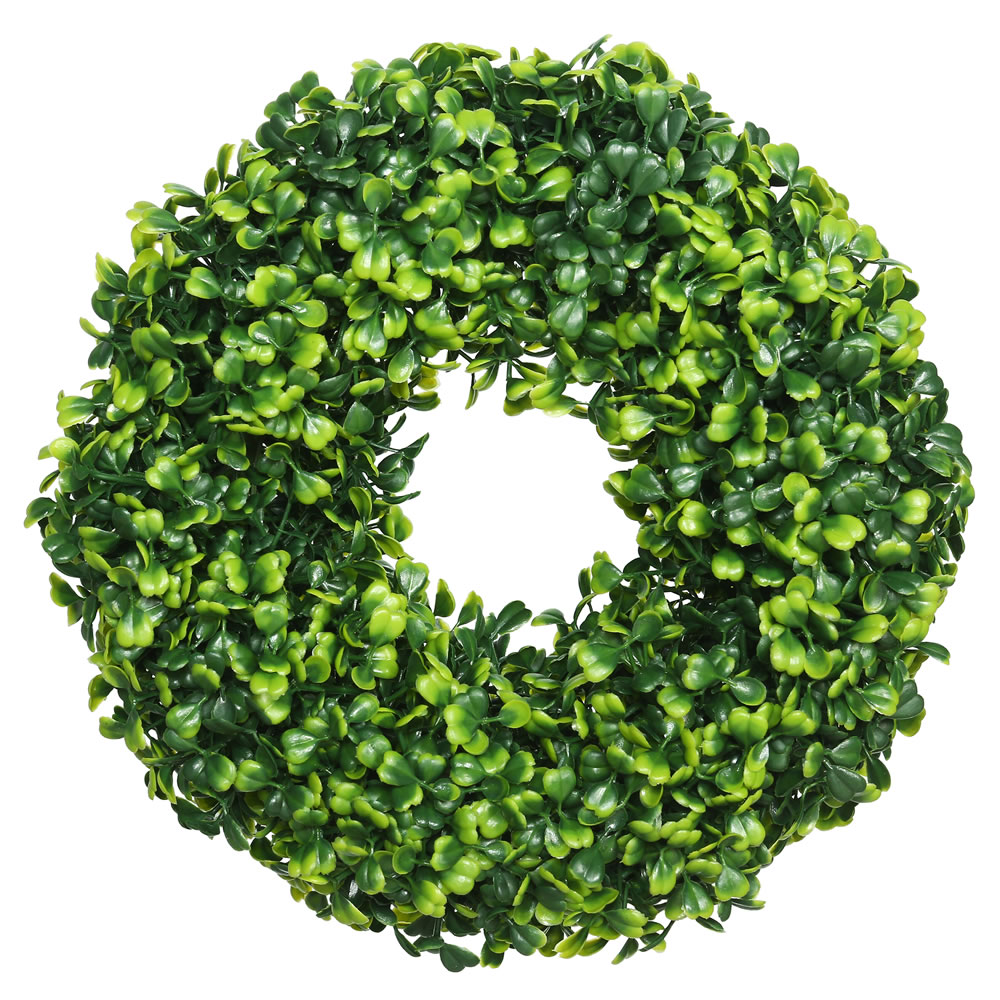 Vickerman - Artificial Green Mini Button Leaf Wreath - Green, 10 Inches