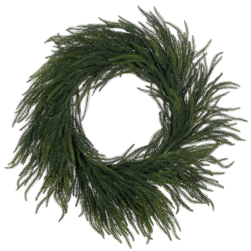 Vickerman - Green Norfolk Pine Wreath - Green, 28 Inches