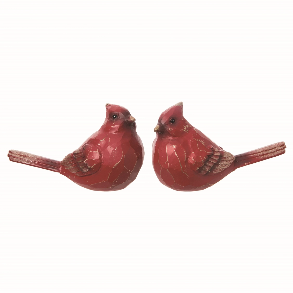 Christmas Large Resin Gold Accent Cardinal Figurine Set 2
