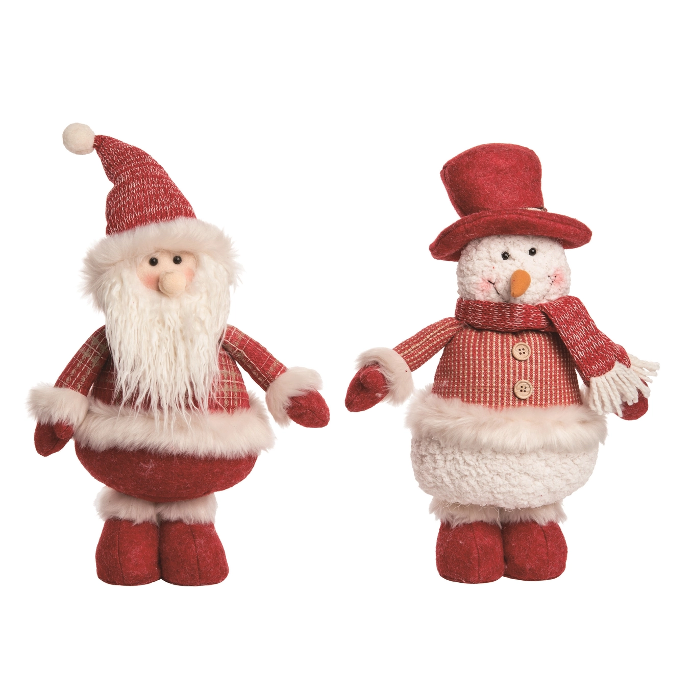 Christmas Plush Holiday Standing Santa & Snowman Set of 2