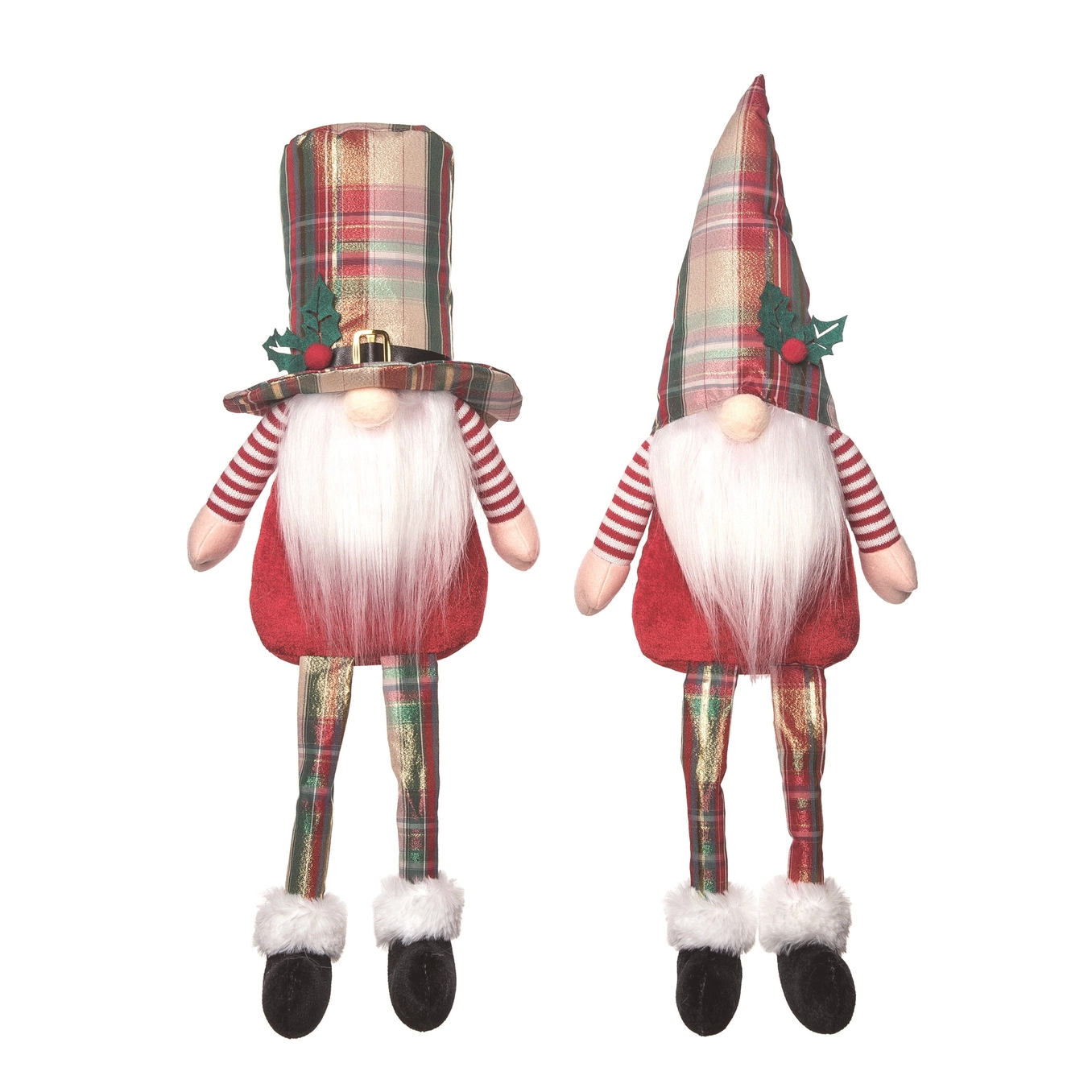 Christmas Plush Plaid Hat Gnome Sitter Set of 2