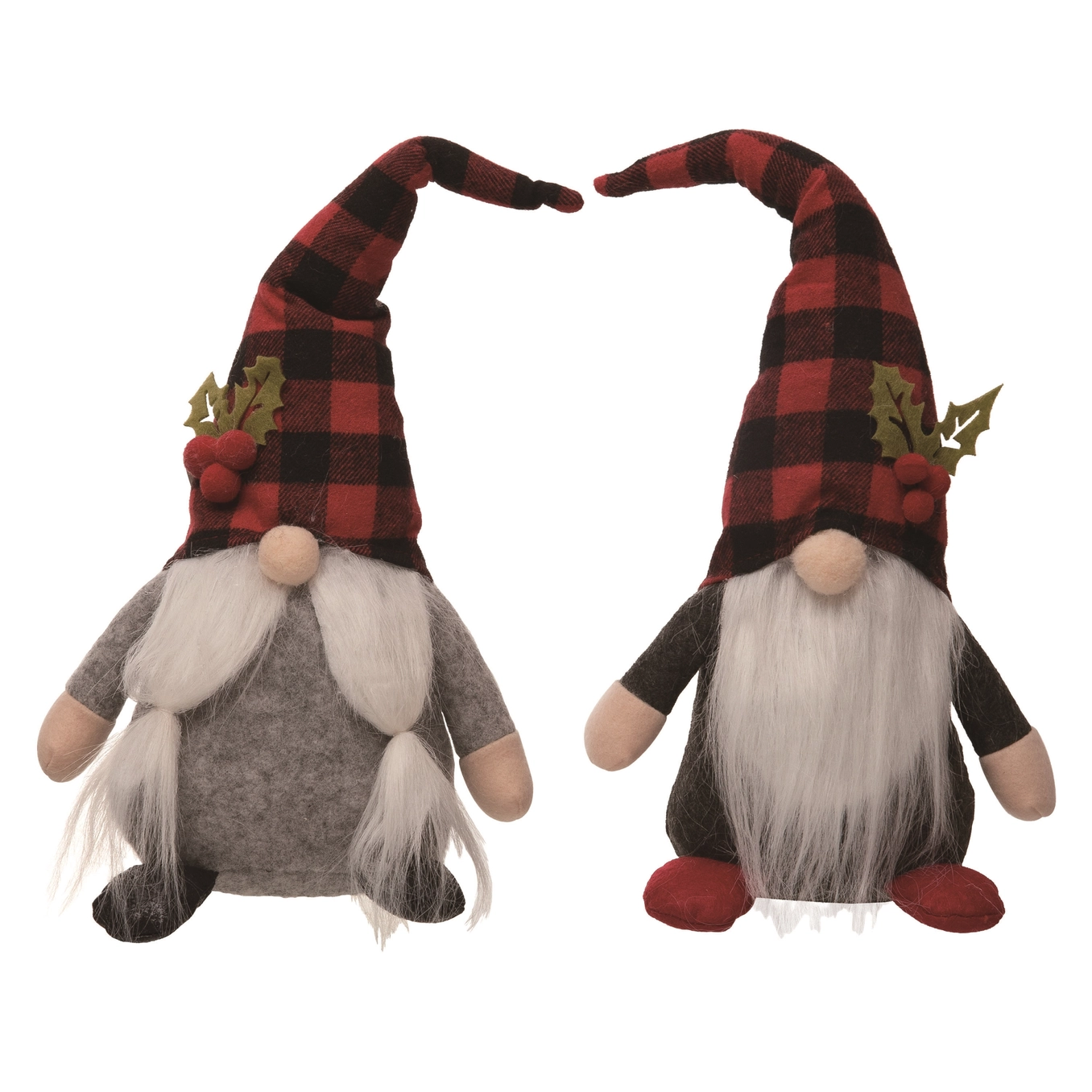Christmas Plush Plaid Sitting Gnome Set of 2