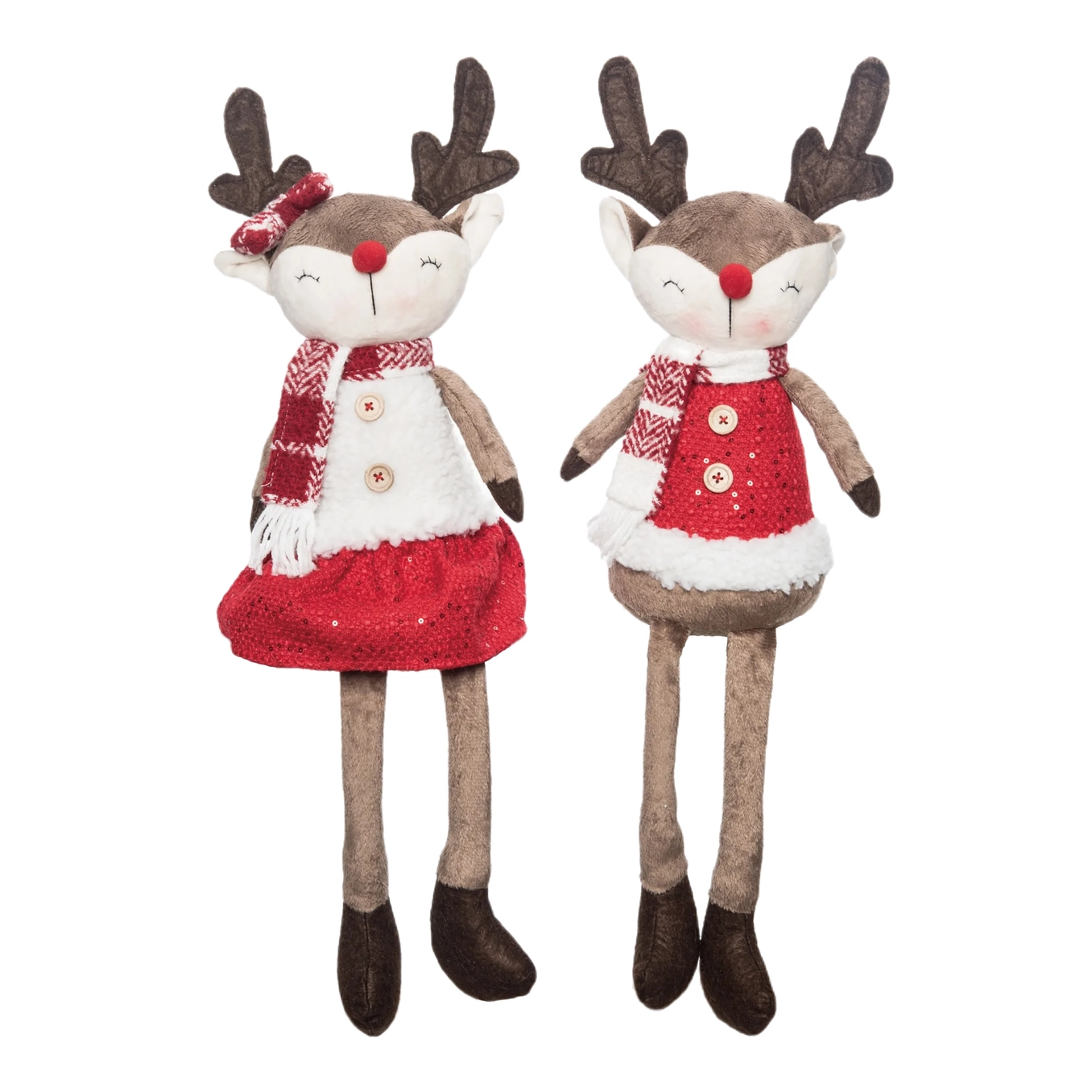 Christmas Plush Reindeer Shelf Sitter Set of 2
