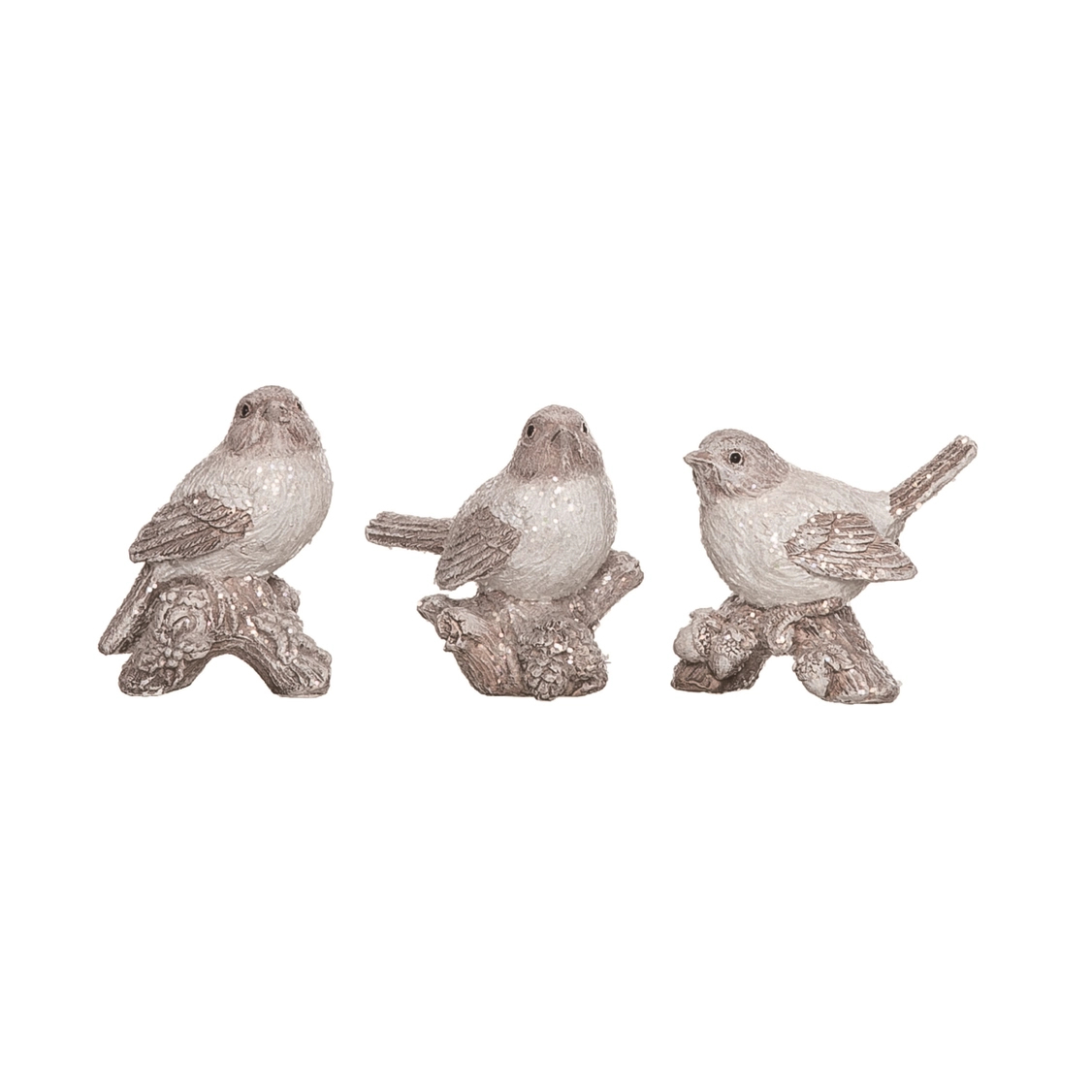 Christmas Resin Glitter Winter Bird Figurine Set of 3
