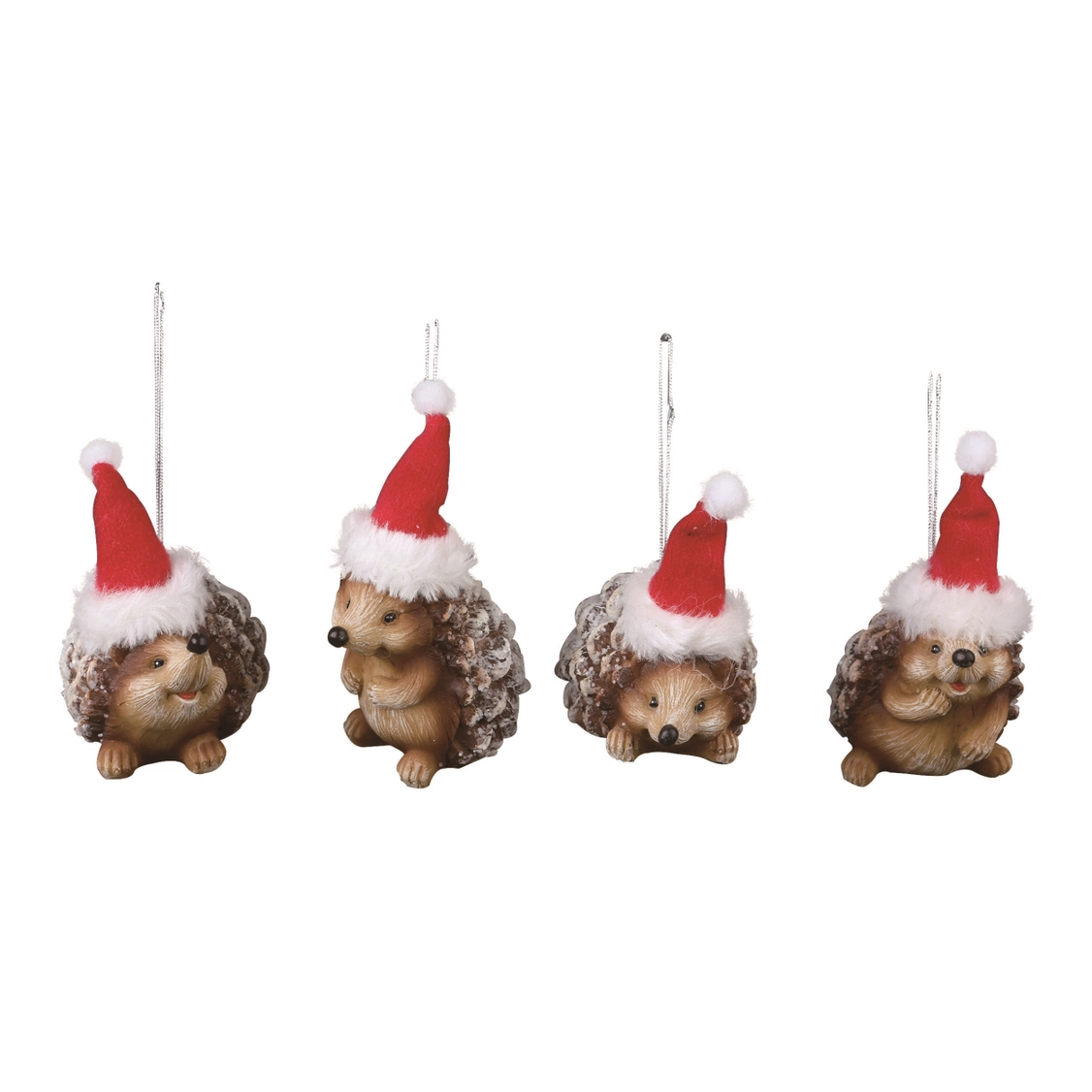 Christmas Resin Holiday Hedgehog Ornaments Set of 4