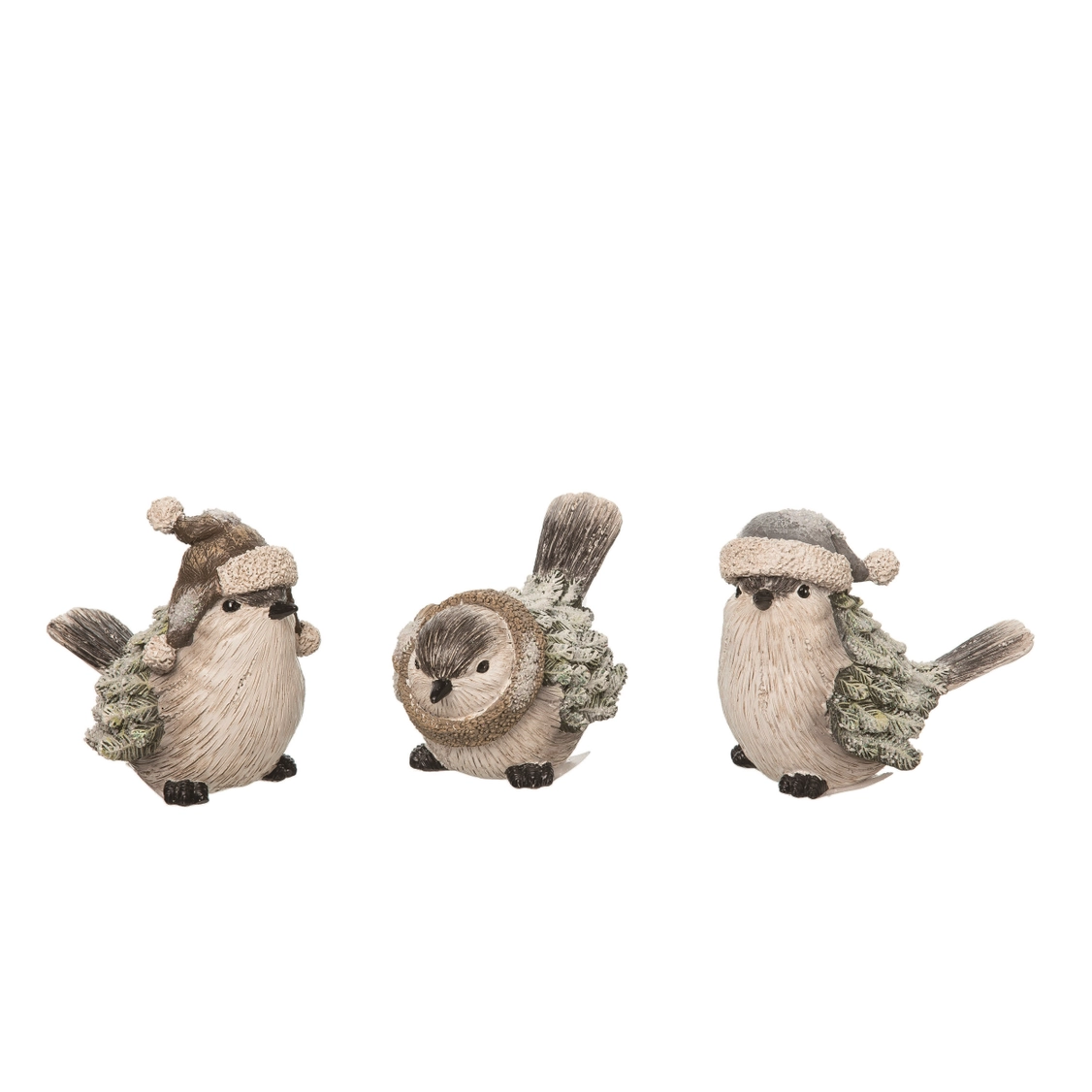 Christmas Resin Snowbound Bird Figurine Set of 3