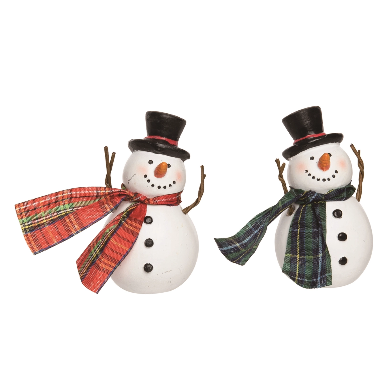 Christmas Resin Snowman W/Scarf Figurine Set of 2