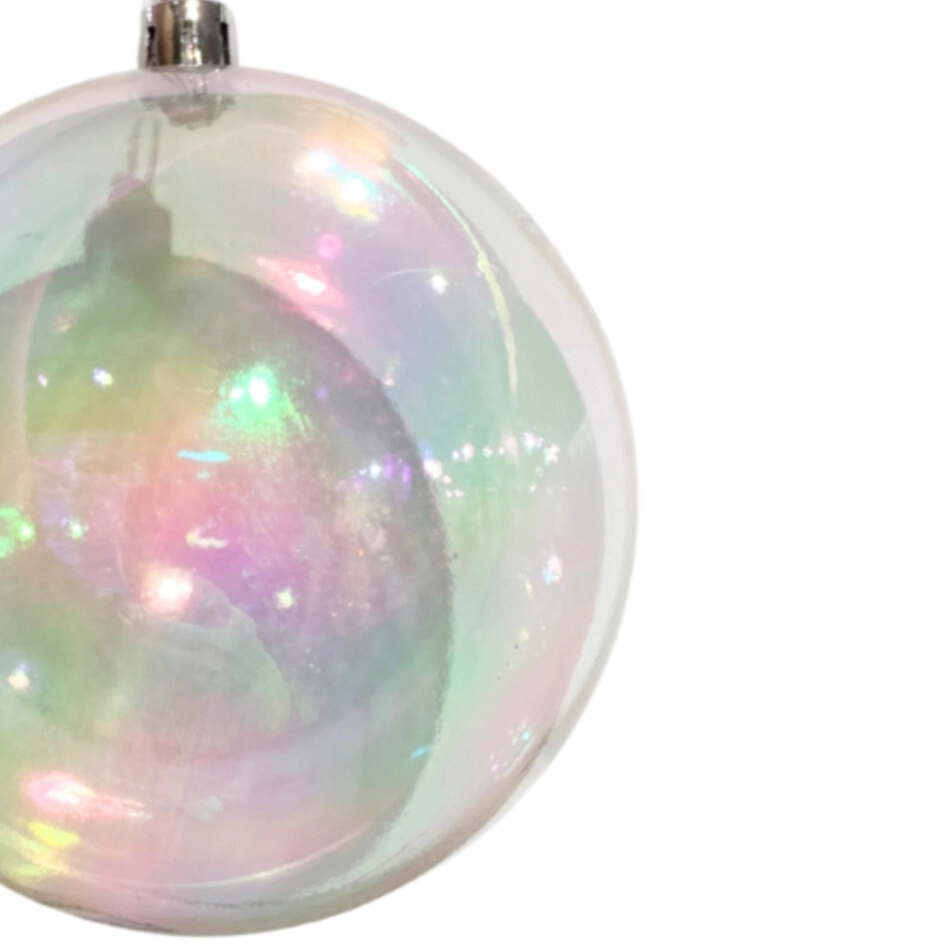 Clear Iridescent Plastic Ball Ornament - Image 3