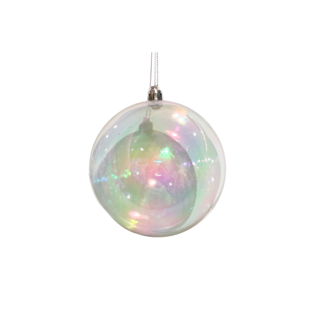 Clear Iridescent Plastic Ball Ornament - Image 2