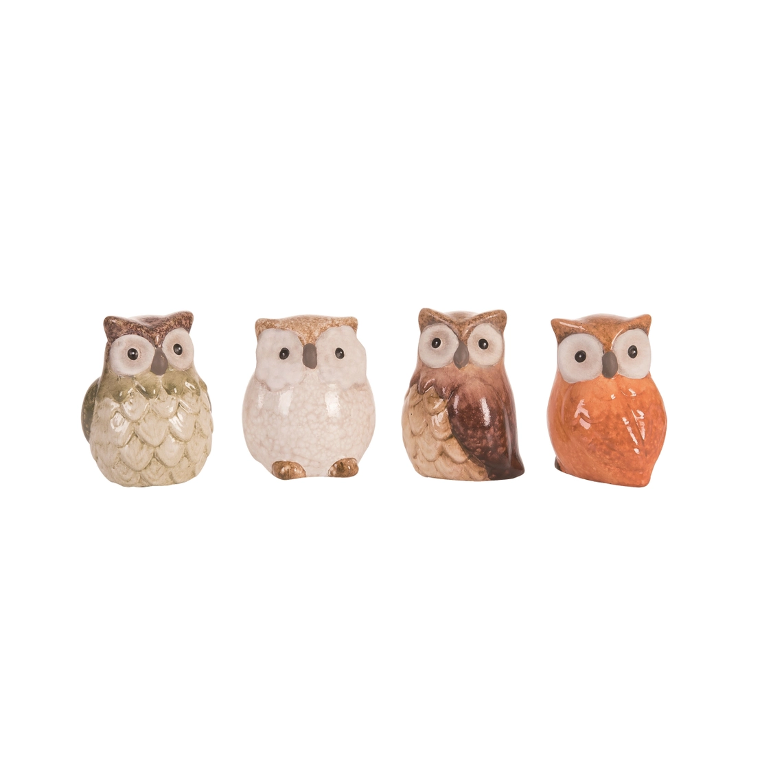 Fall/Harvest Small Ceramic Owl Figurine Set of 4