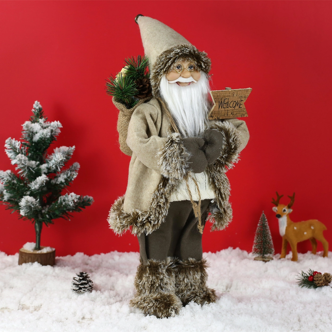 SINT 18 Inch Christmas Standing Santa Claus Doll Statue Figurine Ornament - Image 6