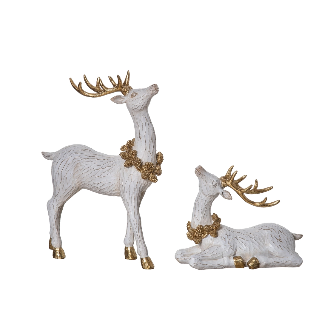 Sale 12.25" Holiday Reindeer Figurine Gold Accents Set 2