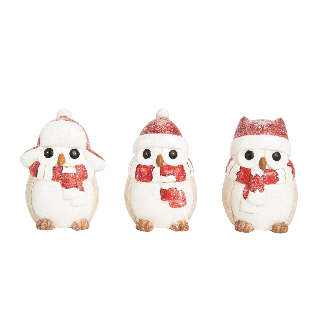 Sale Ceramic 4.75 in. Christmas Snowy Owl Figurine Set 3