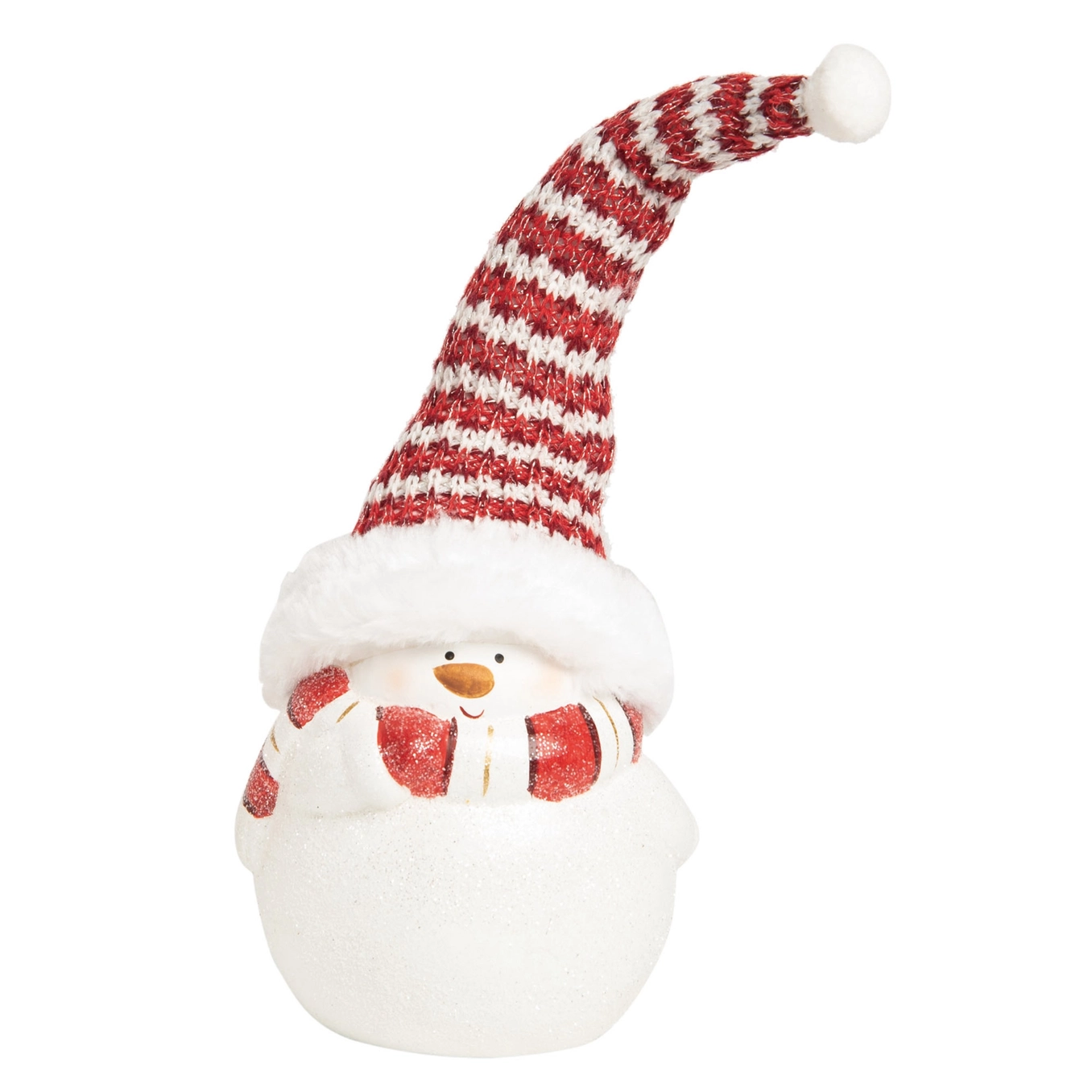 Sale Resin 12.25" Christmas Short Snowman Knit Hat Figurine