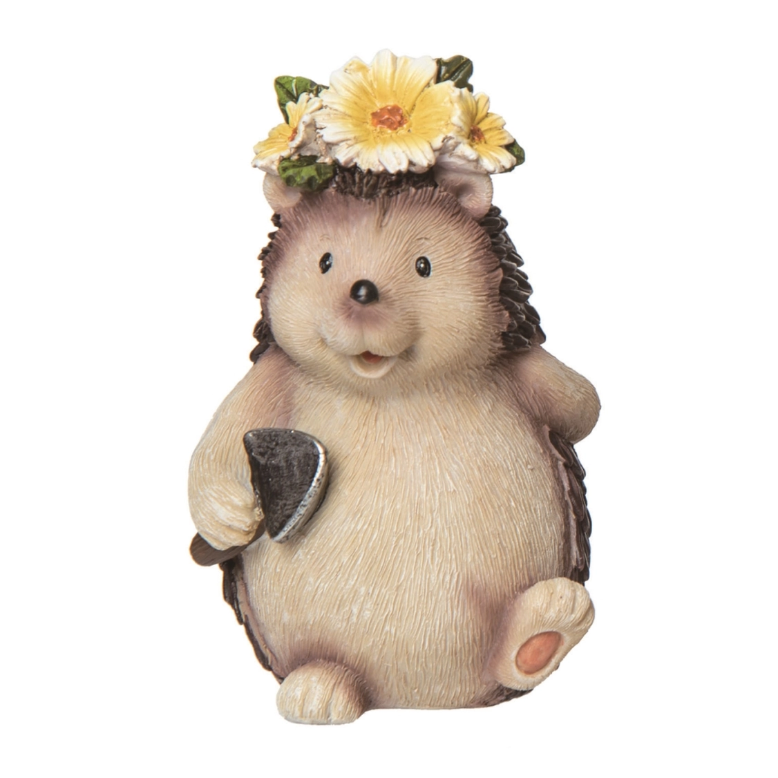 Sale Resin 5" Brown Spring Flower Crown Hedgehog Figurine