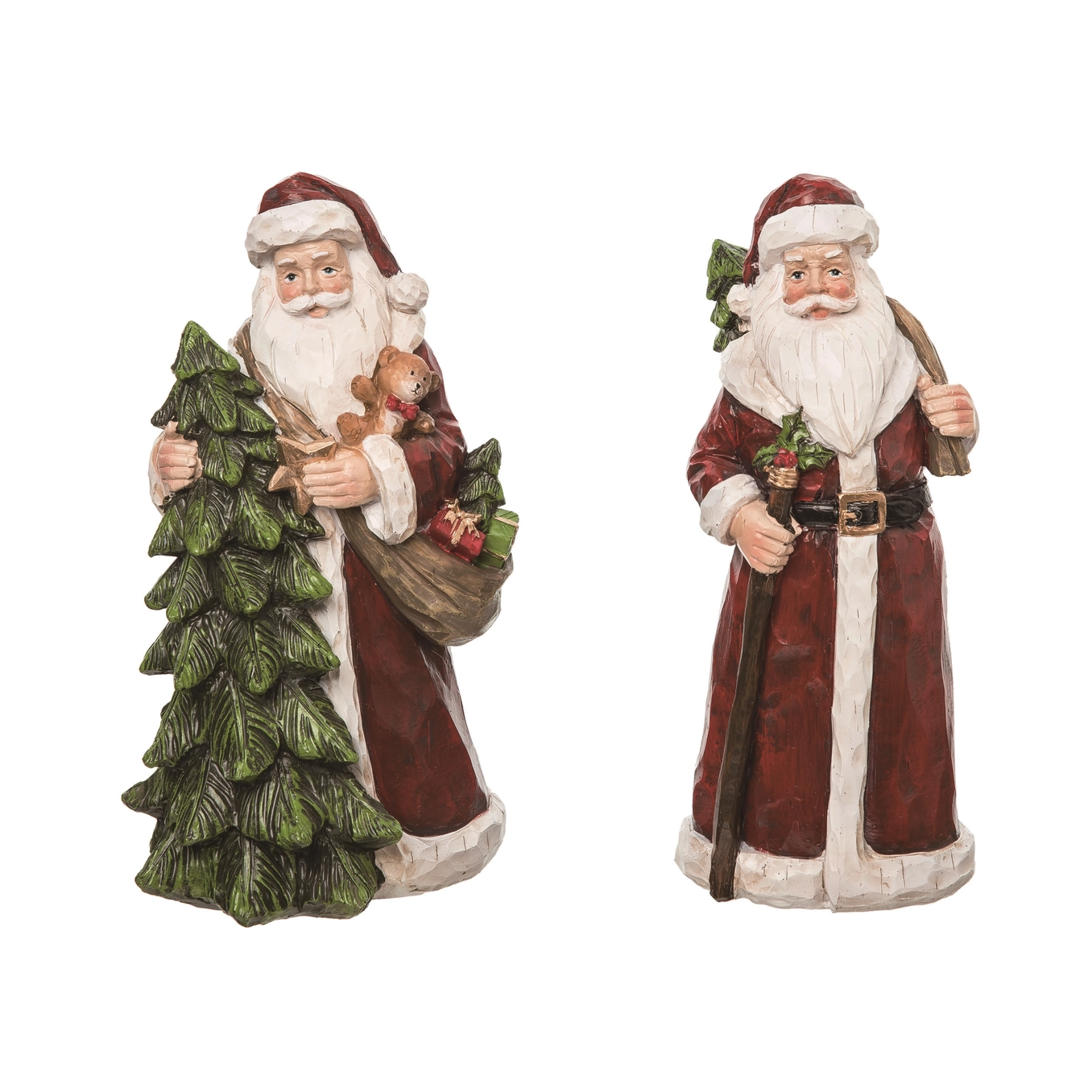 Wholesale Christmas Resin Carved Santa Figurine Set of 2