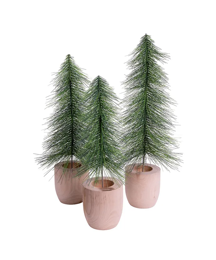 Kurt S. Adler - 15"-19" Un-Lit Miniature Slim Pine Potted Trees, 3-Piece Set - Image 2