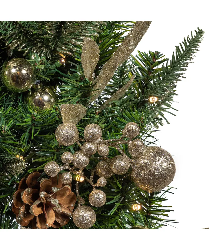 Kurt S. Adler - 22" Battery Operated Pre-Lit Decorated Champagne Wall Tree - Image 2